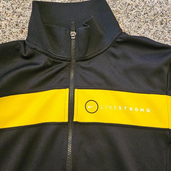 Nike Jacket Mens Small Black Yellow Full Zip Heavyweight Live Strong - Picture 2 of 5